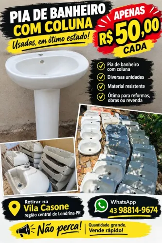 Pia de banheiro com coluna