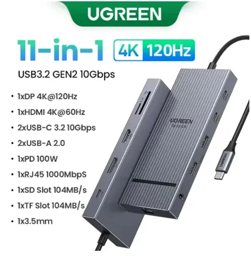 DOCK - UGREEN USB C HUB 11 em 1 - 4K120Hz (LACRADO)