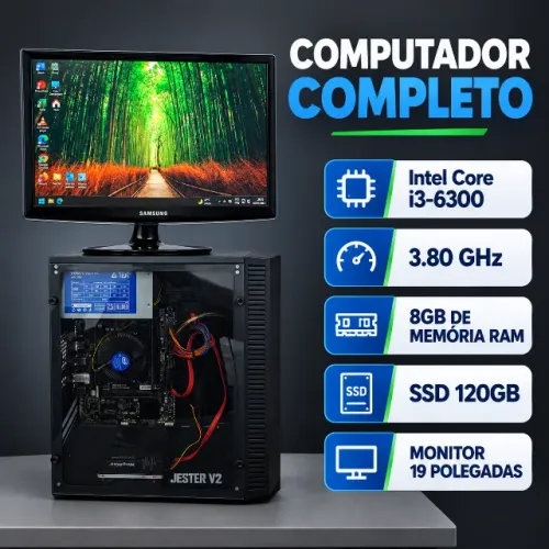 Computador Completo Intel Core i3-6300, 8GB RAM, SSD 120GB, + Monitor 19?