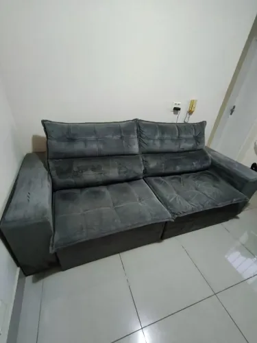 Sofá Retrátil e Reclinável 4 lugares 230 cm - Veludo Chumbo
