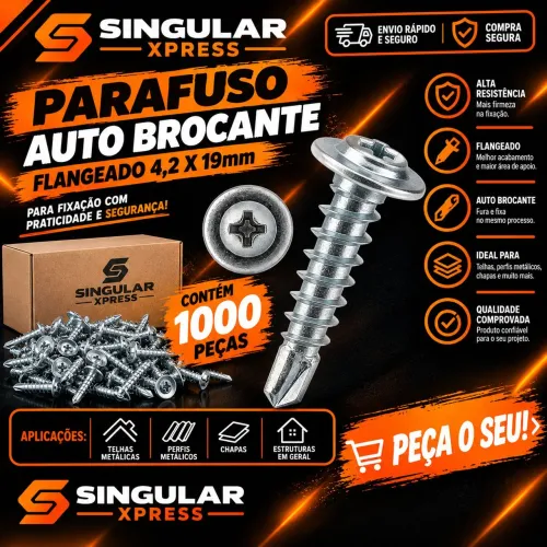 Parafuso Auto Brocante Flangeado 4,2 X 19mm 1000 Pçs