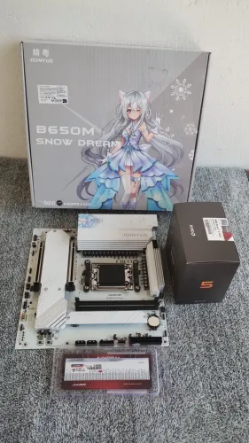 KitPlaca mãe Ddr5 B650M SNOW DREAM + processador Ryzen 5 5600 + Memória RAM