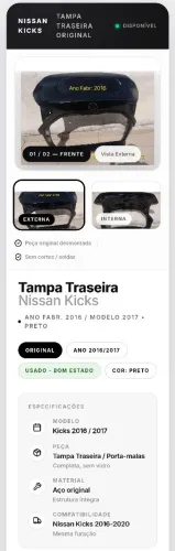 Tampa traseira Nissan kicks