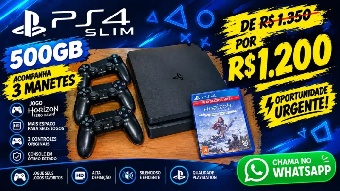 PS4 SLIM 500GB 3 MANETES