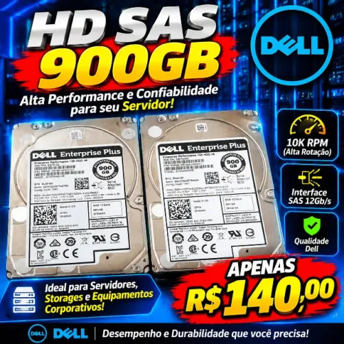HD Dell Enterprise Plus 900GB SAS 12Gb/s 10K RPM - Servidor