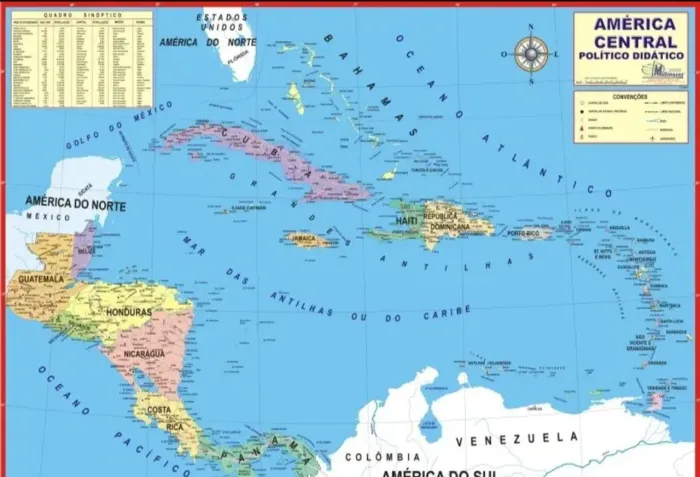 Mapa América Central - Didático Multimapas
