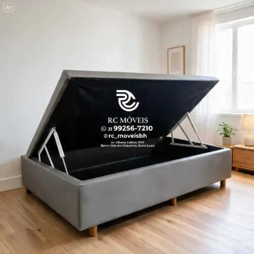 Cama Box Baú Solteiro 88x1,88 Pistão a Gás Corino Caramelo Confortável
