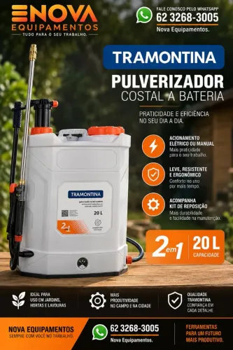 Pulverizador Costal Tramontina 20 L - 2 x1 Bateria  e Manual