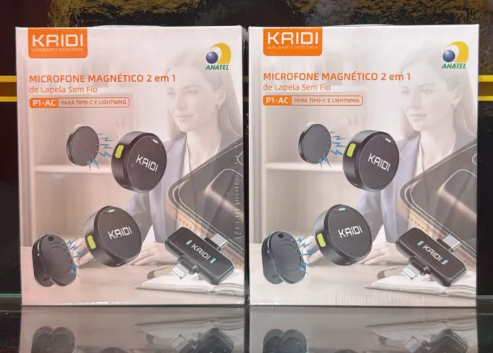  Microfone de lapela 2/1  (tipo C e Lightning ? Kaidi P1-AC <br>*R$ 150,00*?