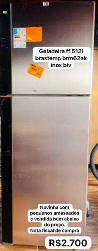 GELADEIRA FF 512L BRASTEMP BRM62AK INOX BIV