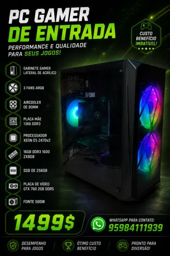 Pc Gamer de Entrada Custo Benefício