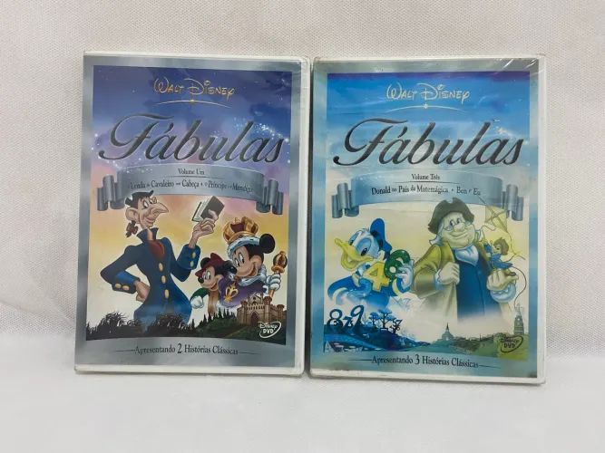 Kit Novo Lacrado DVDs Filme Desenho Disney Fábulas Volume 1 (2001) e Volume 3 (2003)