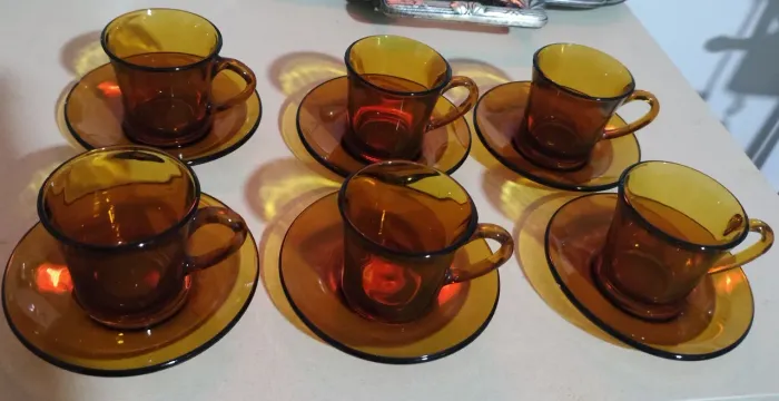 Jogo Duralex de café, sem uso
