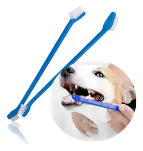 Escova Dental Pet Dupla Cachorro e Gato - Kit 3 unidades