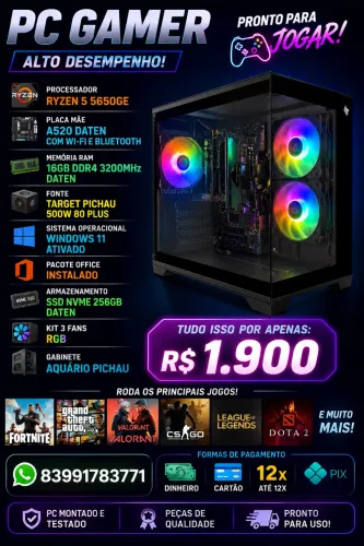 Pc gamer Ryzen 5 5650ge 16gb ram