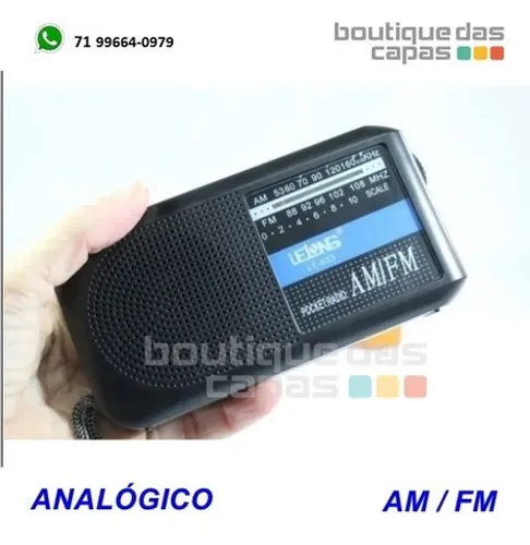 Mini Rádio Analógico AM/FM Lelong LE-653 Viagem Antena Alça