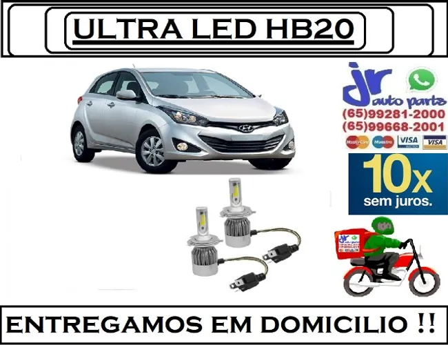 Lampada Ultra LED (Alta e Baixa)Hyundai HB20 6000K 12V 24V
