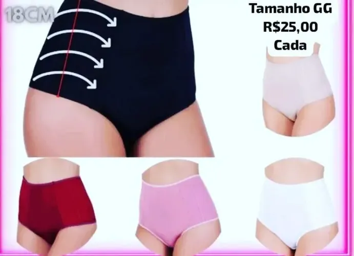 Calcinhas tamanho GG pala alta ,cintura alta conforto e qualidade 