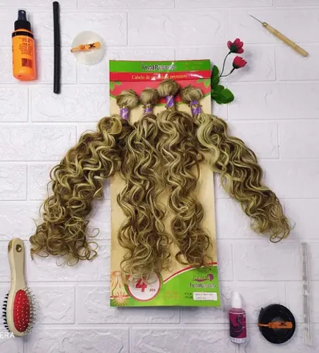 Cabelo Organico Anelado 55cm 230g 4pçs Hair World - Cor (#p27-613)