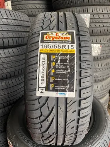 Pneu 195/55/15 remolde Crystone (BORRACHA PREMIUM)