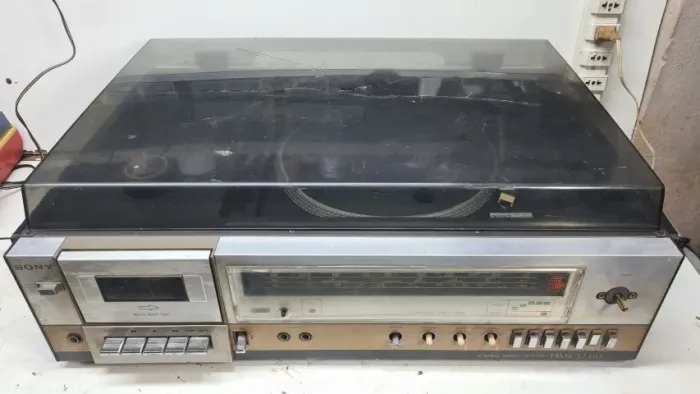 Aparelho de som 3x1 antigo Sony 3 em 1 aparelho som antiguidade toca discos toca fita rece