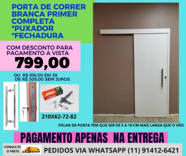 kit porta de correr 210x82 - mod 77