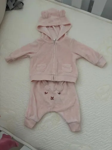 Conjunto de Bebê Rosa com Capuz de Orelhinhas com calça RN - Carter?s