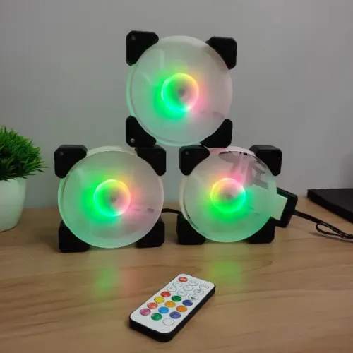  Kit 3 Fans RGB 120mm + Controladora + Controle Remoto Hayom FC1306