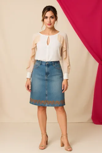 SAIA JEANS C/BORDADO NA BARRA