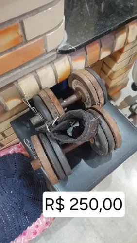 KIT MUSCULAÇÃO ACADEMIA BARRA SUPINO HALTERES ANILHAS W