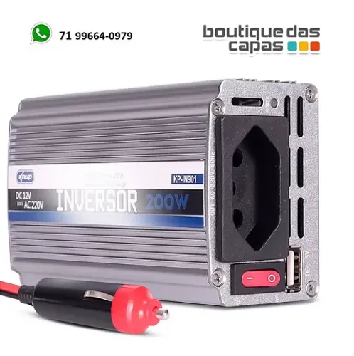 INVERSOR AUTOMOTIVO 200W 12V 1 USB KP-IN901 transforme seu carro em tomada