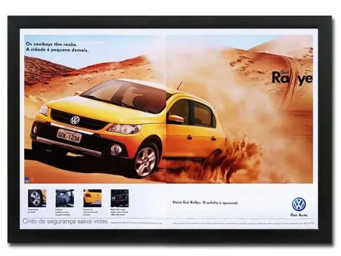 VW Gol G5 e Gol Rallye - Quadro decorativo com propaganda original de revista