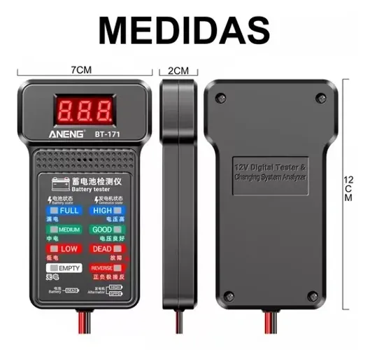 testador de alternador de bateria digital profissional aneng bt-171 12v