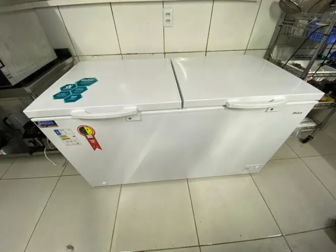Freezer horizontal dupla ação mantém e congela 500litros - novo somos loja