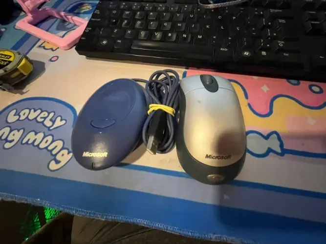 Mouse Optico sem fio Microsoft azul Mouse Windows Mac com Receptor