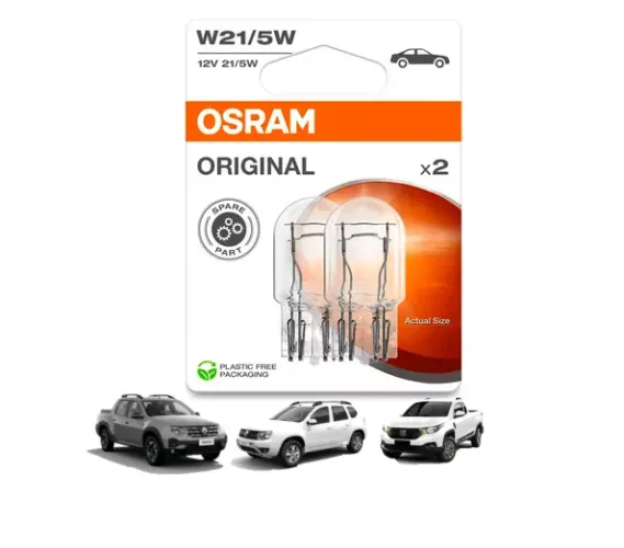 Par de Lâmpadas Pingão T20 2 Polos DRL OSRAM Original Strada 2020 - 2025 / Duster / oroch
