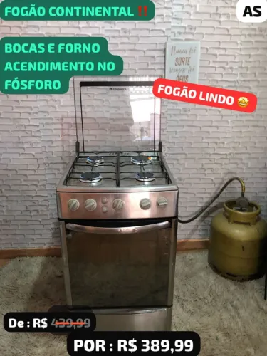Fogão Continental 4 Bocas com Forno - Semi Novo