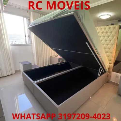 Cama Box Baú Queen 1.58x1.98 - Baú Bipartido Blindado