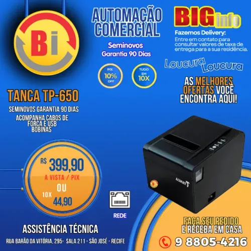 Impressora Termica De Cupom Tanca Tp-650 Preto