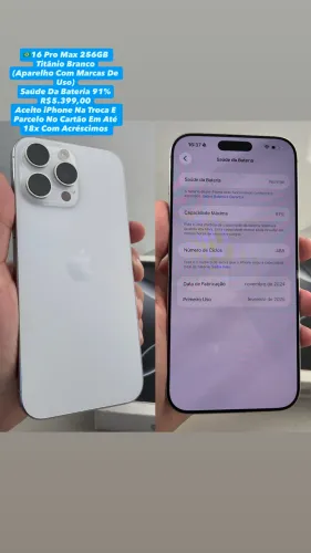 iPhone 16 Pro Max 256GB ( Aparelho Com Marcas De Uso ) Usado