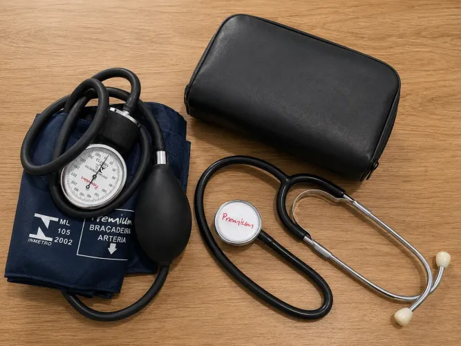 Kit Medidor de Pressão Premium + Estetoscópio | Nunca Usado