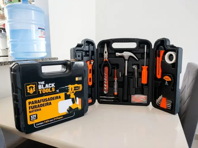 Kit Ferramentas Completo(NOVO): Parafusadeira/Furadeira 12V Black Tools + Maleta Sparta
