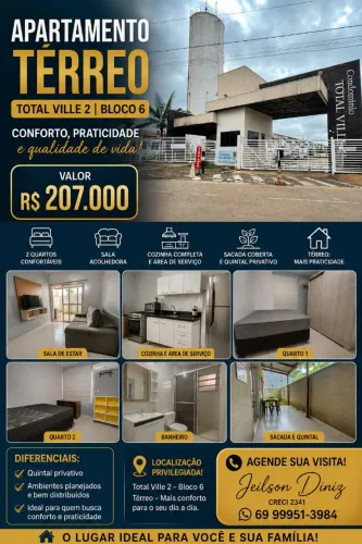 OPORTUNIDADE!! APARTAMENTO TERREO NO TOTALVILLE 2