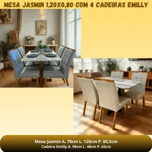 Mesa Jasmim c 4 cadeiras Emilly 