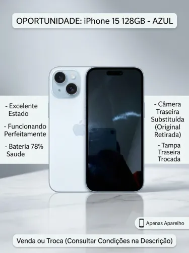 iPhone 15 128gb azul (aceito troca)