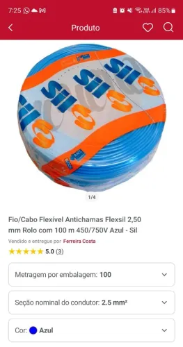 Fio flexível 2,5mm com 100mt