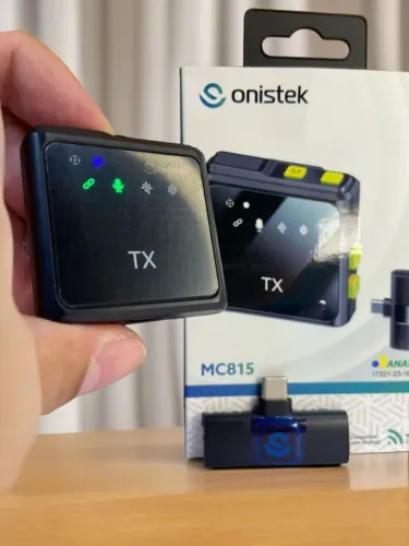 Microfone Lapela Wireless sem Fio tipo c Anatel - MC815 Onistek an6