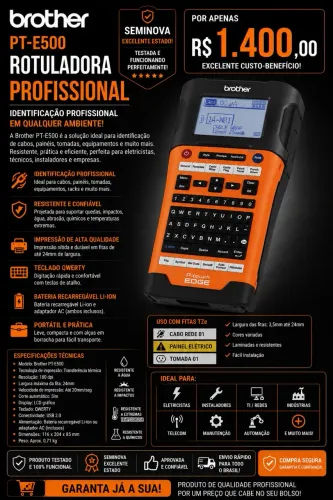 brother POR APENAS PT-E500 ROTULADORA PROFISSIONAL