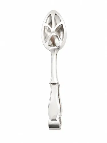 Pegador Antigo para Salada em Metal com Colher Vazada Decorativa