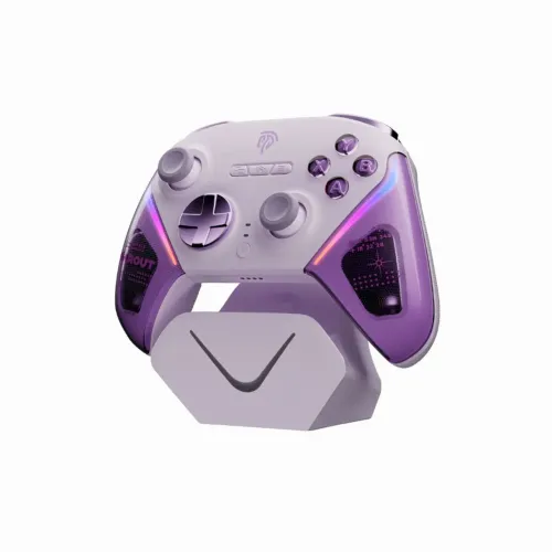 Controle Gamer EasySMX D10 Roxo - Wireless, Dock de Carregamento, RGB, Hall Effect